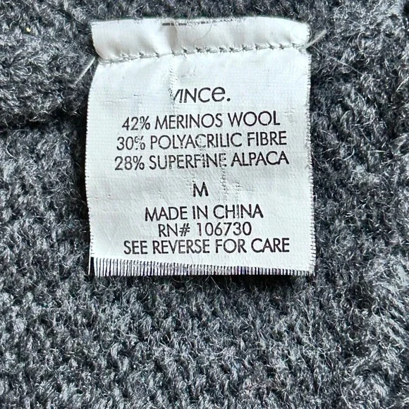 Vince Women's Charcoal Gray Merino Wool Alpaca Blend‎ Shawl Collar Cardigan Sz M - Picture 4 of 7
